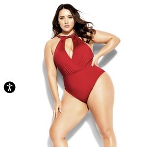 Sexy red one piece swimsuit